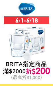 6/1-6/18 BRITA指定商品滿$2,000折$200(最高折$1,000)