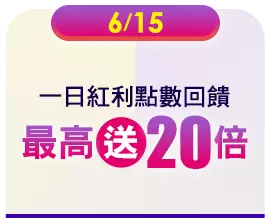 6/15 一日紅利點數回饋最高送20倍