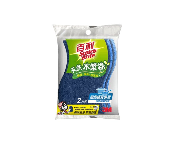 3M百利天然木漿棉菜瓜布-細緻鍋具專用