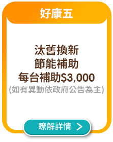 汰舊換新節能補助 最高補助$3000