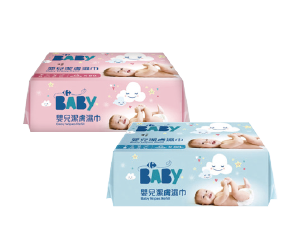 家樂福嬰兒潔膚濕巾量販包(粉藍/粉紅) 80張x4包