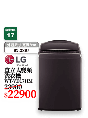 直立式變頻洗衣機WT-VD17HM