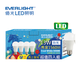 13W超節能球泡燈四入組(白光/黃光/自然光)
