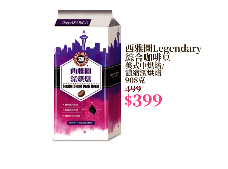 西雅圖Legendary綜合咖啡豆 美式中烘焙/濃縮深烘焙 908克
