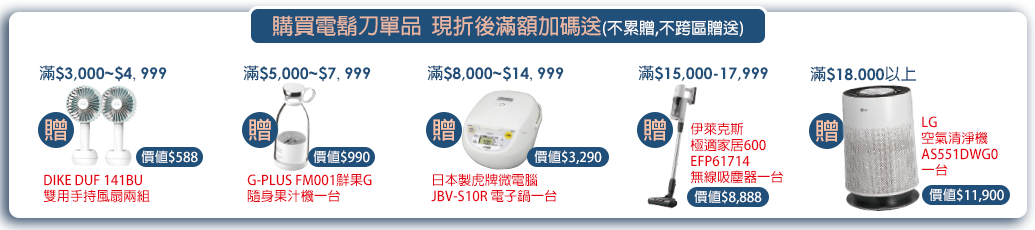 買電鬍刀現折後滿額加碼送