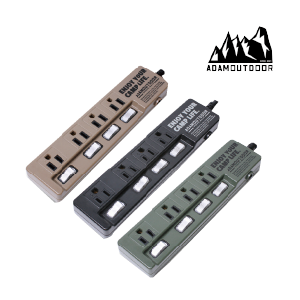ADAMOUTDOOR 四開四插延長線1.8米(沙漠/黑色/軍綠)