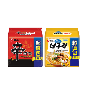 農心超值包(辛拉麵/安城湯麵/爽口海鮮烏龍麵/香辣海鮮味烏龍麵/辛辣白菜風味拉麵)(120∼125克)x5