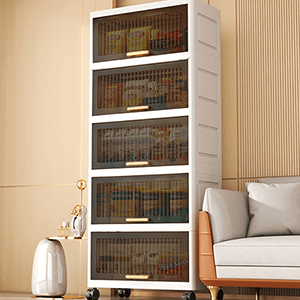 【AOTTO】50面寬透黑掀蓋附輪五層收納櫃(AC-086BK)