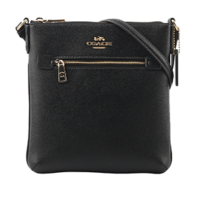 【COACH】Rowan 金字防刮皮革拉鍊口袋迷你方形斜背包