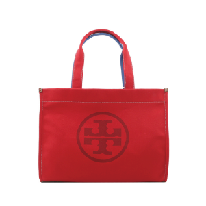 TORY BURCH Ella 拼色棉質帆布托特包/紅色/藍色