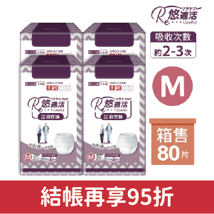 【悠適活】日本製輕薄自在褲2回300cc(M/L/XL/20片/包*4包/共80片/箱)