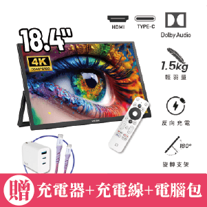 【台陞科技】REAICE 美國Kinhank18.4型IPS可攜式Google TV/外接螢幕 