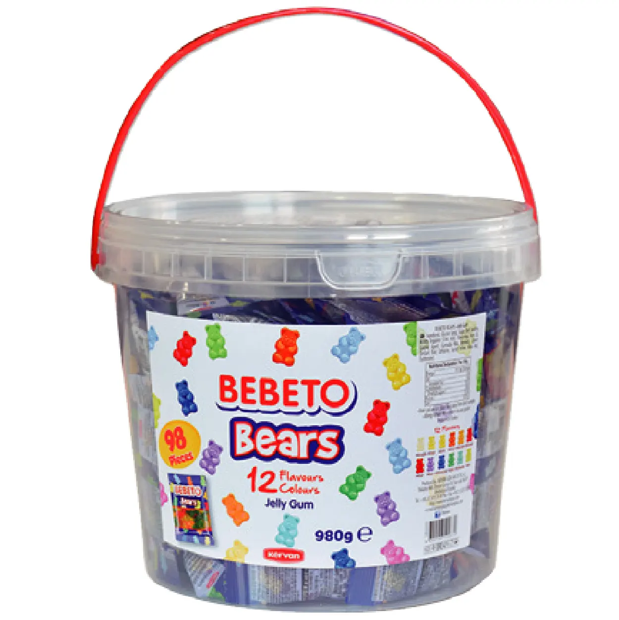 Bebeto水桶彩虹熊軟糖980克