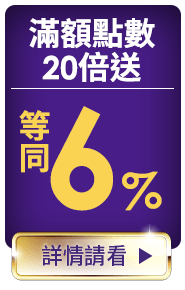 滿額點數20倍送等同6%