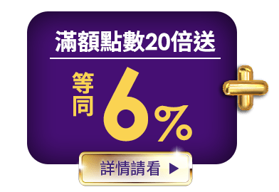 滿額點數20倍送等同6%