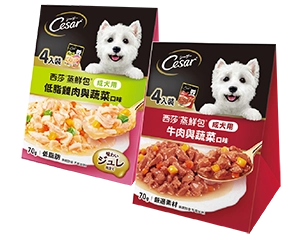 西莎成犬蒸鮮包4入裝(低脂雞肉/低脂雞肉與蔬菜/牛肉與蔬菜)70克x4