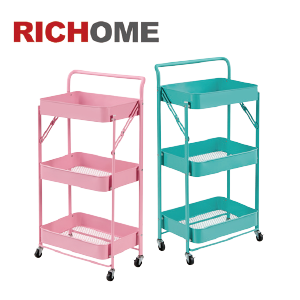RICHOME 摺疊置物籃車(藍/黑/白/粉紅)