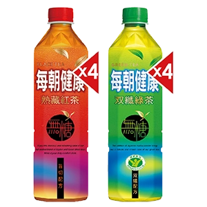 每朝健康無糖紅茶/雙纖綠茶650毫升×4