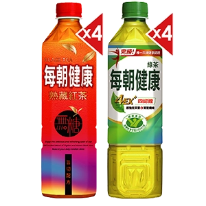 每朝健康(無糖紅茶/無糖綠茶)650毫升x4
